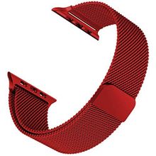 Microsonic Apple Watch 1 38 mm Luxe Metal Twist Koyu Kırmızı Uyumlu Kordon