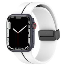 Microsonic Apple Watch SE 2022 Ribbon Line Beyaz Siyah 44 mm Kordon