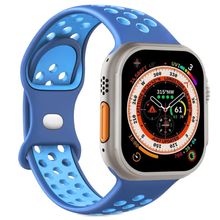 Microsonic Apple Watch SE 44 mm Rainbow Band Mavi Turkuaz Uyumlu Kordon