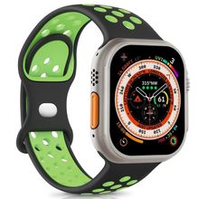 Microsonic Apple Watch SE 44 mm Rainbow Band Yeşil Siyah Uyumlu Kordon