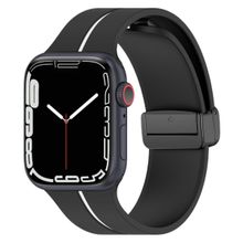 Microsonic Apple Watch SE Ribbon Line Siyah Beyaz 44 mm Kordon