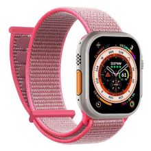 Microsonic Apple Watch Series 6 44 mm Hasırlı Woven Pembe Uyumlu Kordon