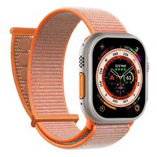 Microsonic Apple Watch Series 6 44 mm Hasırlı Woven Turuncu Uyumlu Kordon