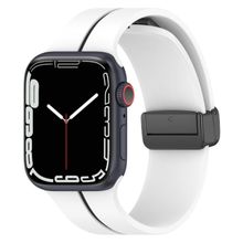 Microsonic Apple Watch Series 6 44 mm Ribbon Line Beyaz Siyah Kordon