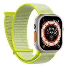 Microsonic Apple Watch Series 7 41 mm Hasırlı Woven Spor İlmik Sarı Uyumlu Kordon