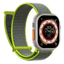Microsonic Apple Watch Series 7 45 mm Hasırlı Woven Spor İlmik Koyu Yeşil Uyumlu Kordon
