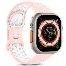 Microsonic Apple Watch Series 7 45 mm Rainbow Sport Kayış Pembe Beyaz Uyumlu Kordon