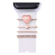 Microsonic Apple Watch Ultra Charm İnci Kalp Rose Gold Kordon Süsü