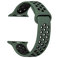 Microsonic Apple Watch Ultra için Rainbow Sport Kayış Yeşil Siyah Kordon