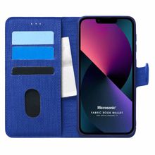 Microsonic Appple iPhone 13 Fabric Book Wallet Lacivert Kılıf