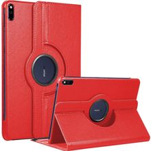 Microsonic Huawei MatePad 10.4 inç 360 Rotating Stand Deri Kırmızı Tablet Kılıfı