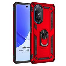 Microsonic Huawei Nova 9 SE Military Ring Holder Kırmızı Cep Telefonu Kılıfı