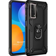 Microsonic Huawei P Smart 2021 Military Ring Holder Siyah Cep Telefonu Kılıfı