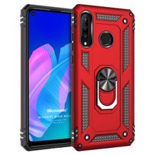 Microsonic Huawei P40 Lite E Military Ring Holder Kırmızı Cep Telefonu Kılıfı