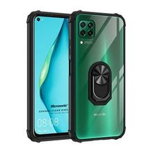 Microsonic Huawei P40 Lite Grande Clear Ring Holder Siyah Cep Telefonu Kılıfı