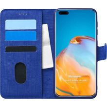 Microsonic Huawei P40 Pro Fabric Book Wallet Lacivert Cep Telefonu Kılıfı