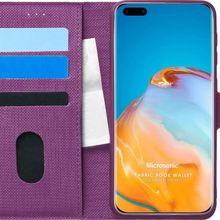 Microsonic Huawei P40 Pro Fabric Book Wallet Mor Cep Telefonu Kılıfı