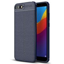 Microsonic Huawei Y6 2018 Deri Dokulu Silikon Lacivert Kılıf