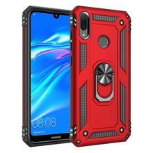 Microsonic Huawei Y7 Prime 2019 Military Ring Holder Kırmızı Kılıf