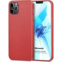 Microsonic Matte Silicone Apple iPhone 12 Pro Max Kırmızı Cep Telefon Kılıfı
