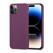 Microsonic Matte Silicone Apple iPhone 14 Pro Mor Cep Telefon Kılıfı