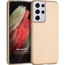 Microsonic Matte Silicone Samsung Galaxy S21 Ultra Gold Cep Telefonu Kılıfı