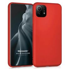 Microsonic Matte Silicone Xiaomi Mi 11 Kırmızı Cep Telefonu Kılıfı