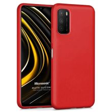 Microsonic Matte Silicone Xiaomi Poco M3 Kırmızı Cep Telefonu Kılıfı