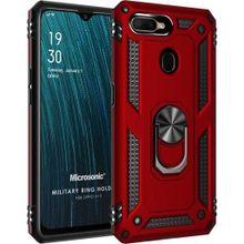 Microsonic Oppo A12 Military Ring Holder Kırmızı Cep Telefonu Kılıfı
