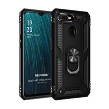 Microsonic Oppo A12 Military Ring Holder Siyah Cep Telefonu Kılıfı