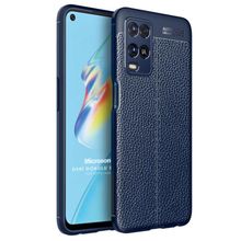 Microsonic Oppo A54 4G Deri Dokulu Silikon Lacivert Cep Telefonu Kılıfı