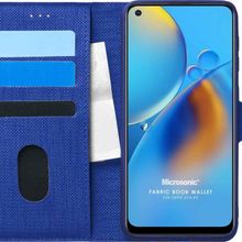 Microsonic Oppo A74 4G Fabric Book Wallet Lacivert Cep Telefonu Kılıfı