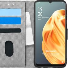 Microsonic Oppo A91 Fabric Book Wallet Gri Cep Telefonu Kılıfı