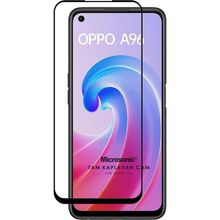 Microsonic Oppo A96 4G Tam Kaplayan Temperli Siyah Cam Ekran Koruyucu
