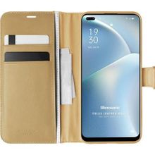 Microsonic Oppo Reno 4 Lite Delux Leather Wallet Gold Cep Telefonu Kılıfı