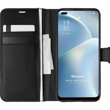Microsonic Oppo Reno 4 Lite Delux Leather Wallet Siyah Cep Telefonu Kılıfı