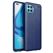 Microsonic Oppo Reno 4 Lite Deri Dokulu Silikon Lacivert Cep Telefonu Kılıfı