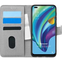 Microsonic Oppo Reno 4 Lite Fabric Book Wallet Gri Cep Telefonu Kılıfı