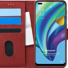 Microsonic Oppo Reno 4 Lite Fabric Book Wallet Kırmızı Cep Telefonu Kılıfı