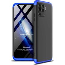 Microsonic Oppo Reno 5 Lite Double Dip 360 Protective Siyah Mavi Cep Telefonu Kılıfı