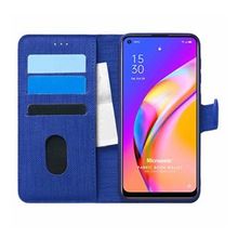 Microsonic Oppo Reno 5 Lite Fabric Book Wallet Lacivert Cep Telefonu Kılıfı