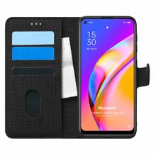 Microsonic Oppo Reno 5 Lite Fabric Book Wallet Siyah Cep Telefonu Kılıfı
