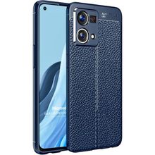Microsonic Oppo Reno 7 4G Deri Dokulu Silikon Lacivert Kılıf