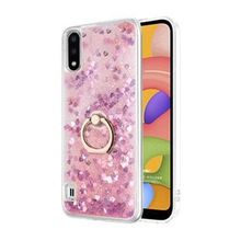 Microsonic Samsung Galaxy A01 Glitter Liquid Holder Pembe Kılıf