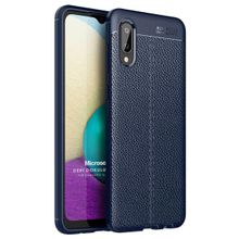 Microsonic Samsung Galaxy A02 Deri Dokulu Silikon Lacivert Kılıf