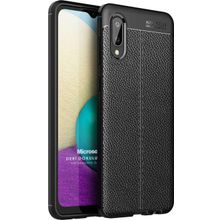 Microsonic Samsung Galaxy A02 Deri Dokulu Silikon Siyah Kılıf