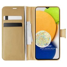 Microsonic Samsung Galaxy A03 Delux Leather Wallet Gold Cep Telefonu Kılıfı