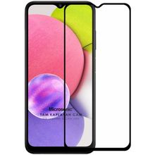 Microsonic Samsung Galaxy A03S Tam Kaplayan Temperli Siyah Cam Ekran Koruyucu