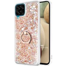 Microsonic Samsung Galaxy A12 Glitter Liquid Holder Gold Kılıf