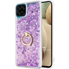 Microsonic Samsung Galaxy A12 Glitter Liquid Holder Mor Kılıf